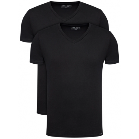 Pánské tričko Lee L62ECM01 Twin Pack V Neck Black