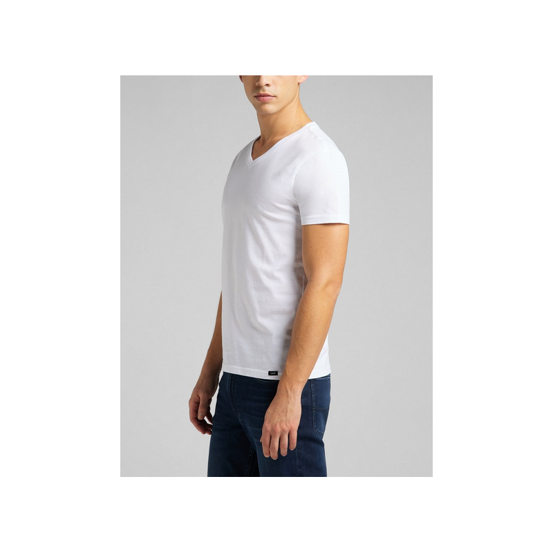 Pánské tričko Lee L62ECM12 Twin Pack V Neck White