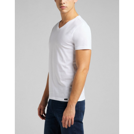 Pánské tričko Lee L62ECM12 Twin Pack V Neck White