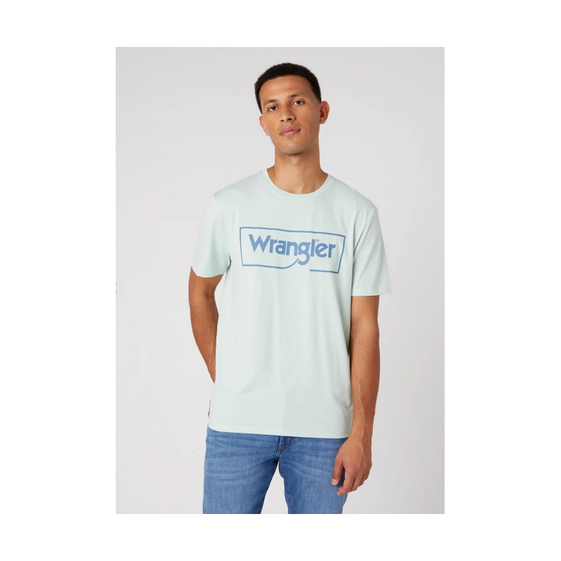 Pánské tričko Wrangler W70JD3X6U Frame Logo Tee Surf Spray