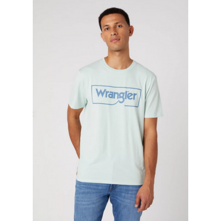 Pánské tričko Wrangler W70JD3X6U Frame Logo Tee Surf Spray