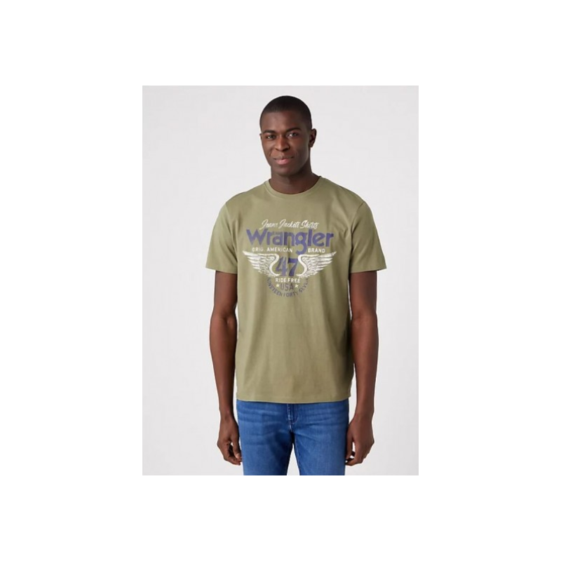 Pánské tričko Wrangler W70PD3X1X Americana Tee Deep Lichen green