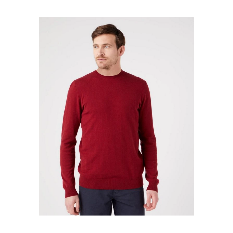 Pánský svetr Wrangler W8A02PXRO crewneck knit rhubarb red