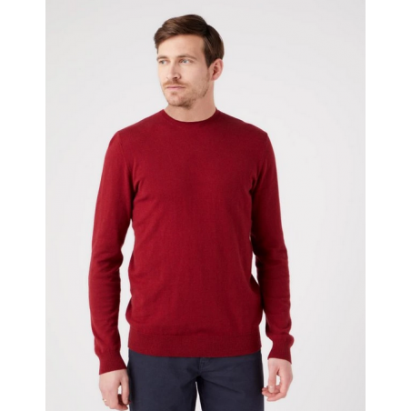 Pánský svetr Wrangler W8A02PXRO crewneck knit rhubarb red