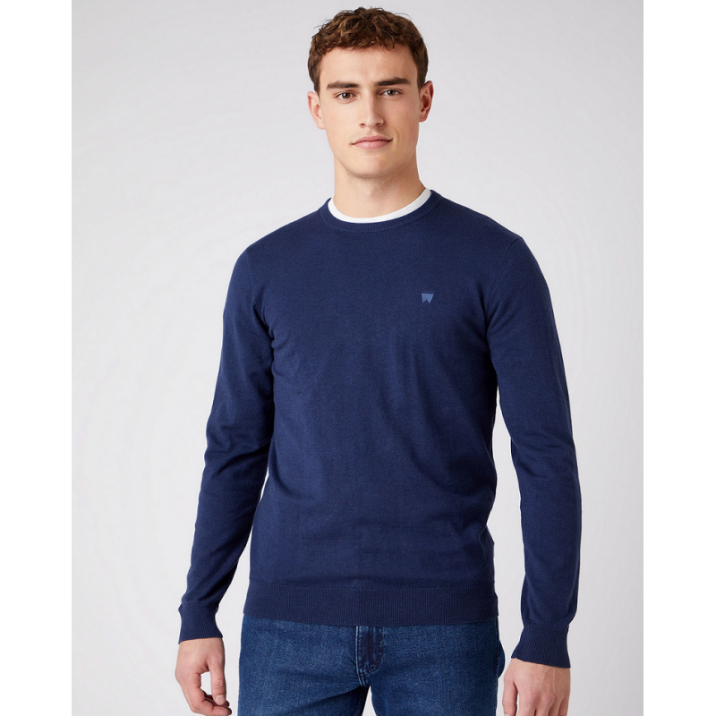 Pánský svetr Wrangler W8A02P114 crewneck knit navy