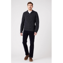 Pánský svetr Wrangler W8D0PJX06 zip knit dark grey melee