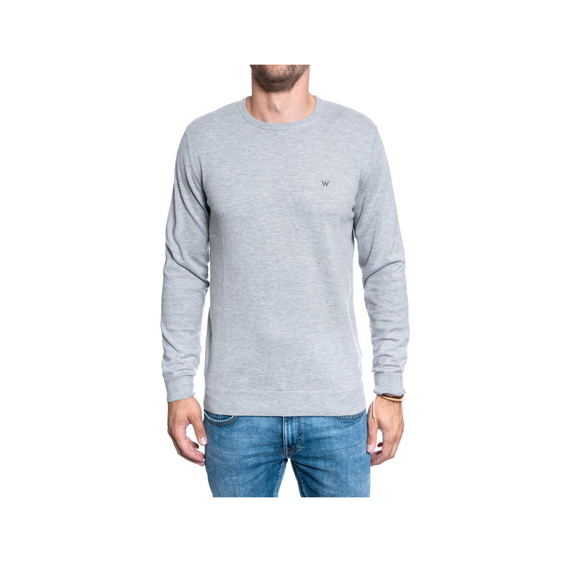 Pánský svetr Wrangler W8A02PX37 crewneck knit  mid grey mel