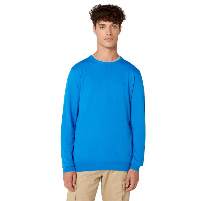 Pánský svetr Wrangler W8A0PDXKL crew knit directoire blue