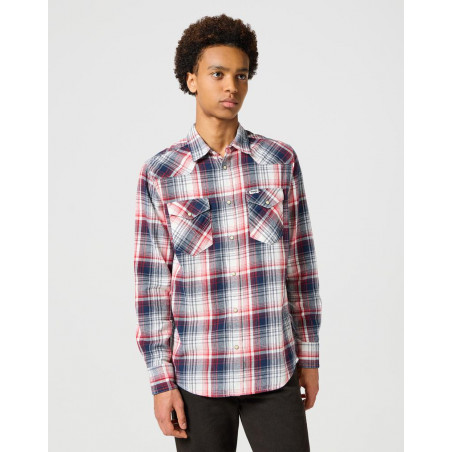 Pánská košile Wrangler 112357243 western shirt red blue regular fit flanel