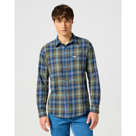 Košile pánská Wrangler 112357239 1 PKT shirt green blue