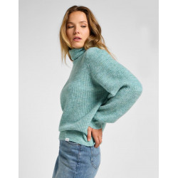 Dámský svetr Lee 112358827 roll neck knit pond zelinkavý relaxed fit