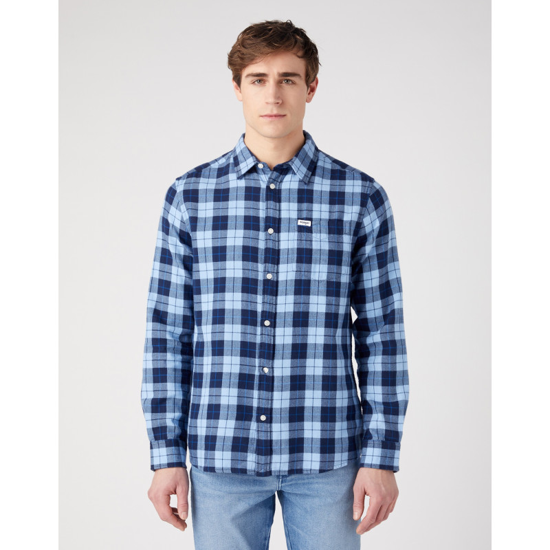 Pánská košile Wrangler 112341055 1 pocket shirt cerulean blue