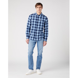 Pánská košile Wrangler 112341055 1 pocket shirt cerulean blue