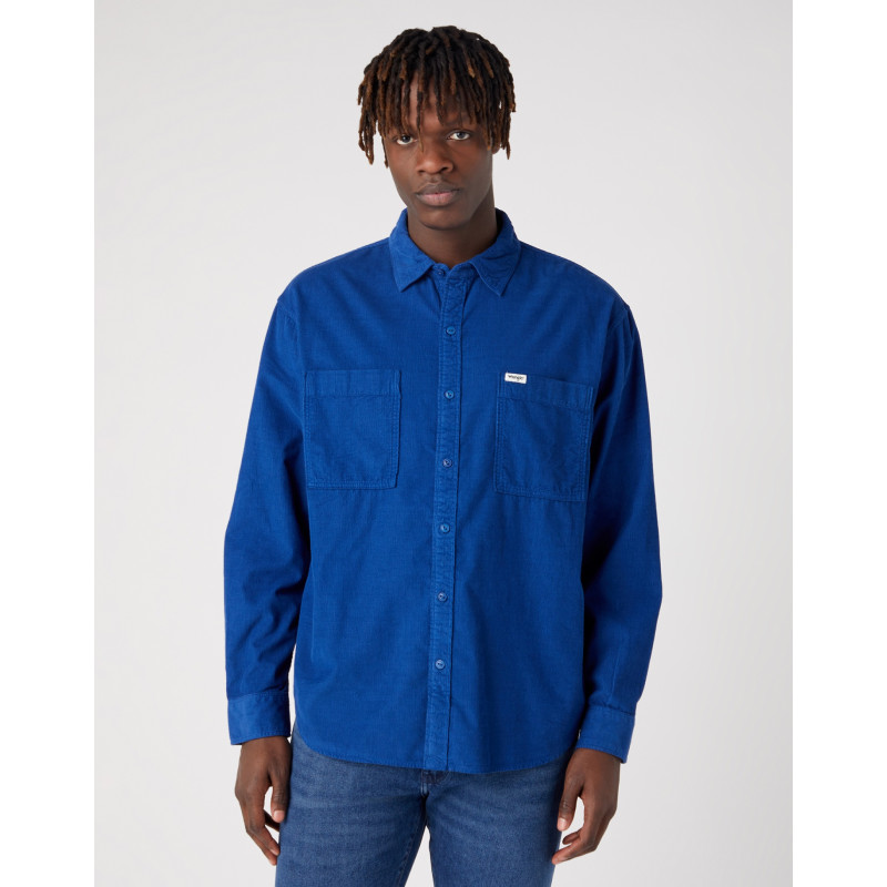 Pánská košile Wrangler 112341113 2 pocket  patch true blue manšestrová