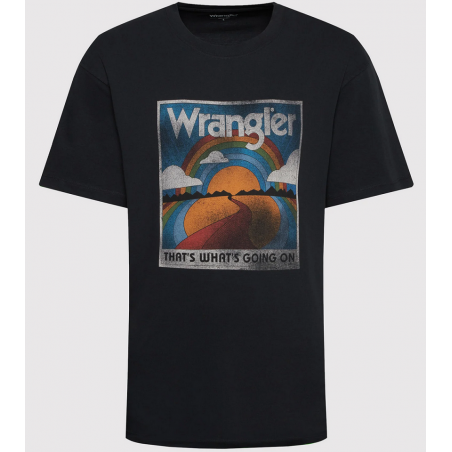 Pánské tričko Wrangler W7L4GFXVD Vintage Tee Washed black