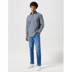 Košile pánská Wrangler 112350495 LS 1 PKT shirt black iris gingham