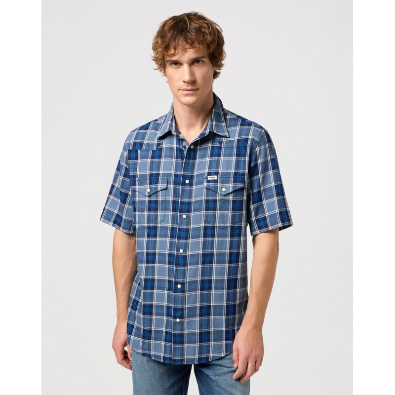 Košile pánská Wrangler 112350509 SS western shirt light blue indigo