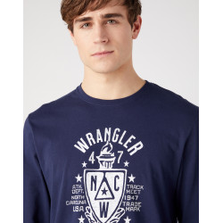 Pánské tričko dlouhý ruká Wrangler 112341144 W70QEE114 Americana tee navy