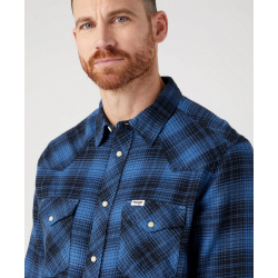 Pánská košile Wrangler 112341162 3XL western shirt federal blue regular fit flanel