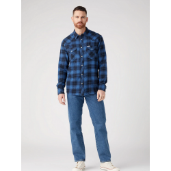 Pánská košile Wrangler 112341162 3XL western shirt federal blue regular fit flanel