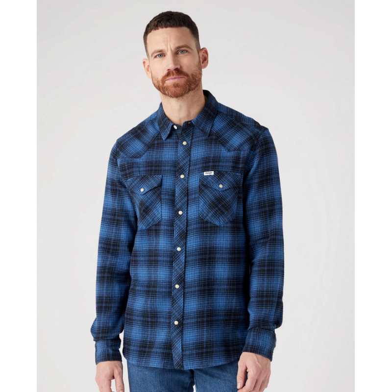 Pánská košile Wrangler 112341162 3XL western shirt federal blue regular fit flanel