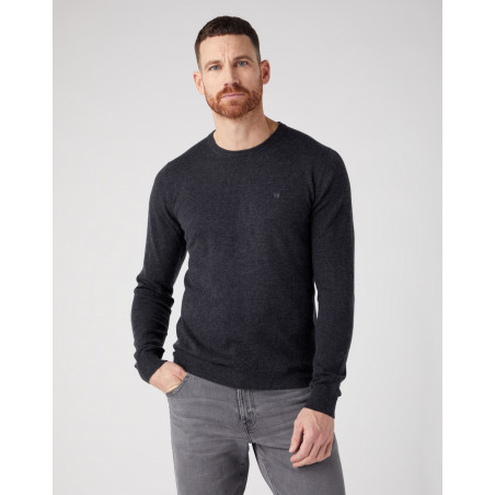 Svetr Wrangler 112343091 crewneck knit dark grey melee