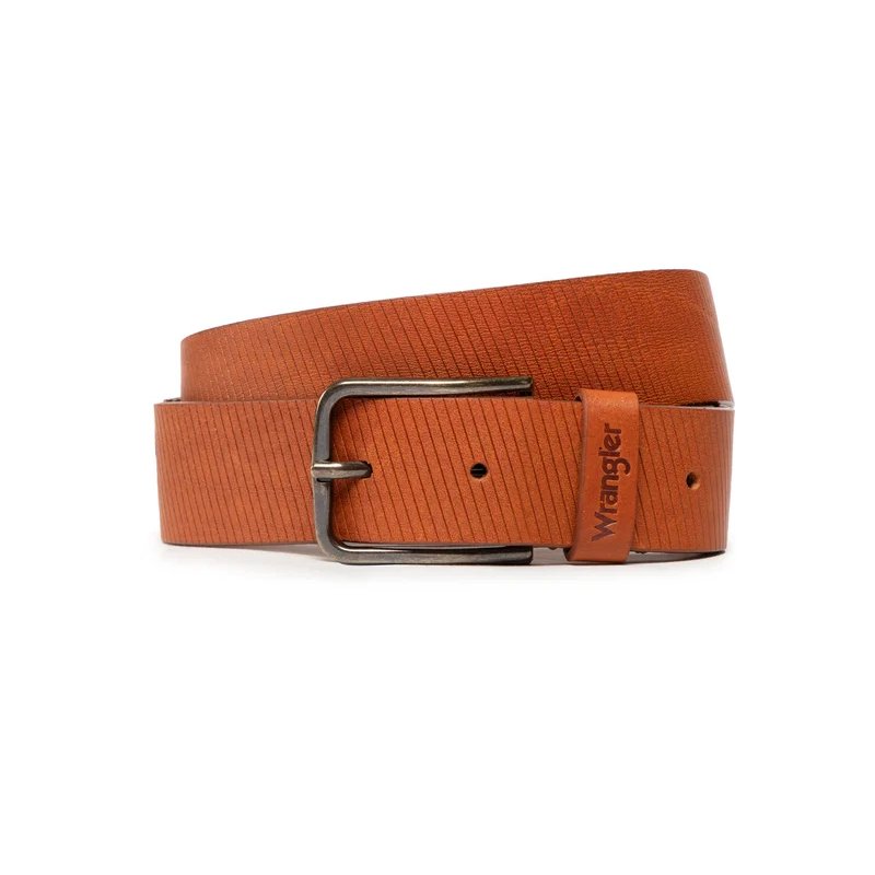 Pánský opasek Wrangler W0J2U1X81 belt Rugger cognac, kožený opasek