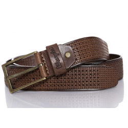 Pánský opasek Wrangler W0B67U185 belt leather cane, kožený opasek