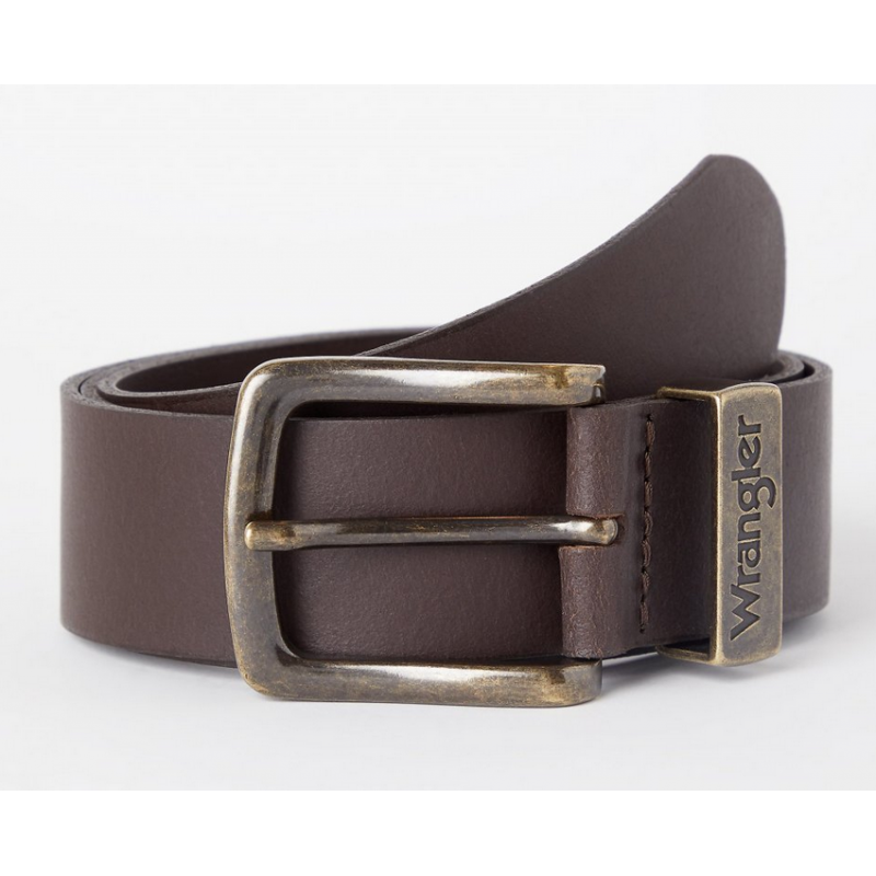 Pánský opasek Wrangler W0080US85 belt brown, kožený opasek