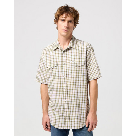 Košile pánská Wrangler 112350579 SS western shirt green